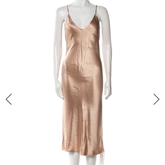 L'AGENCE Dresses & Skirts - NWOT L’Agene V-neck Silky Slip Dress Size 2 Copper Gold